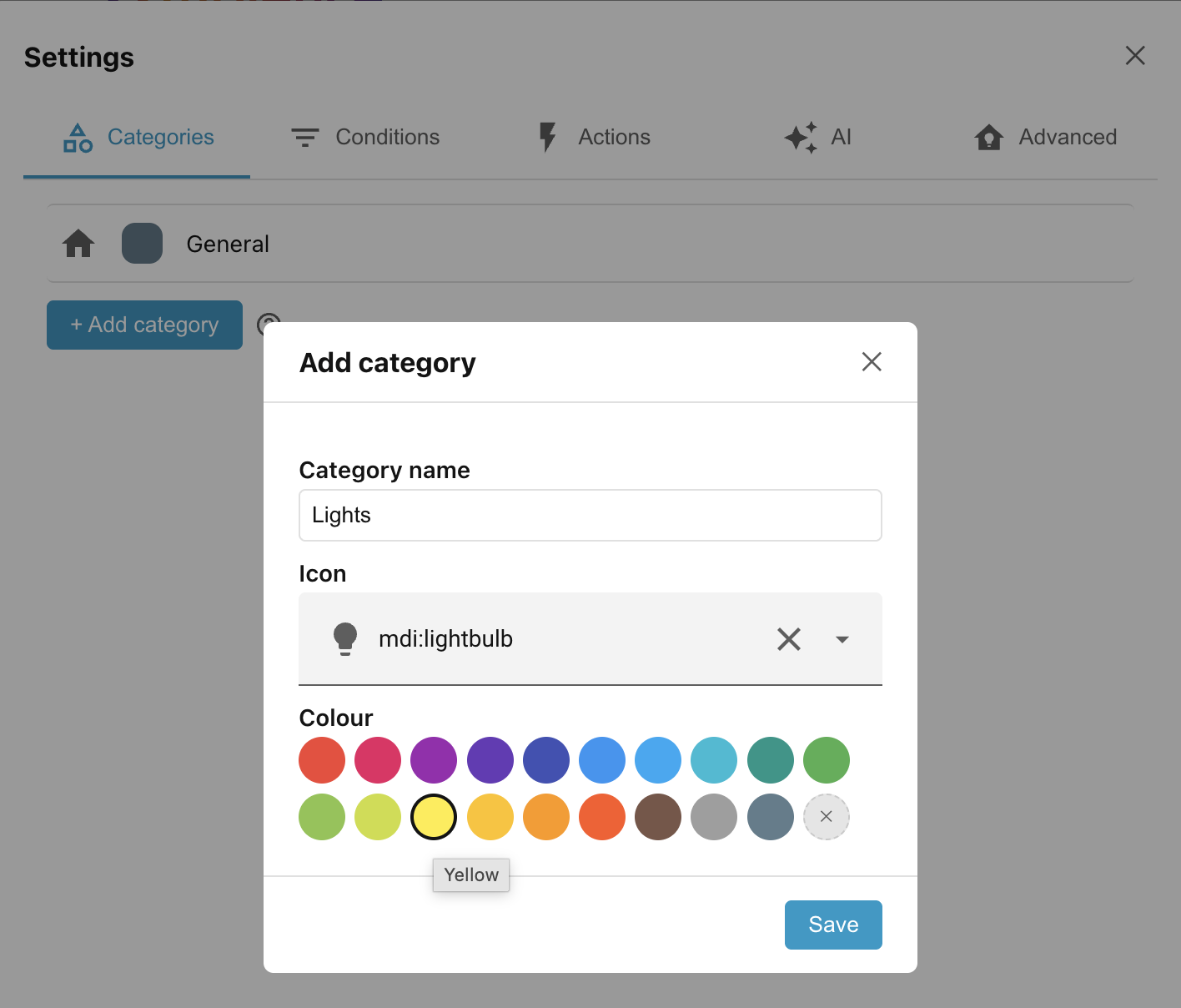 Add a category called Lights. Add a category called Lights.