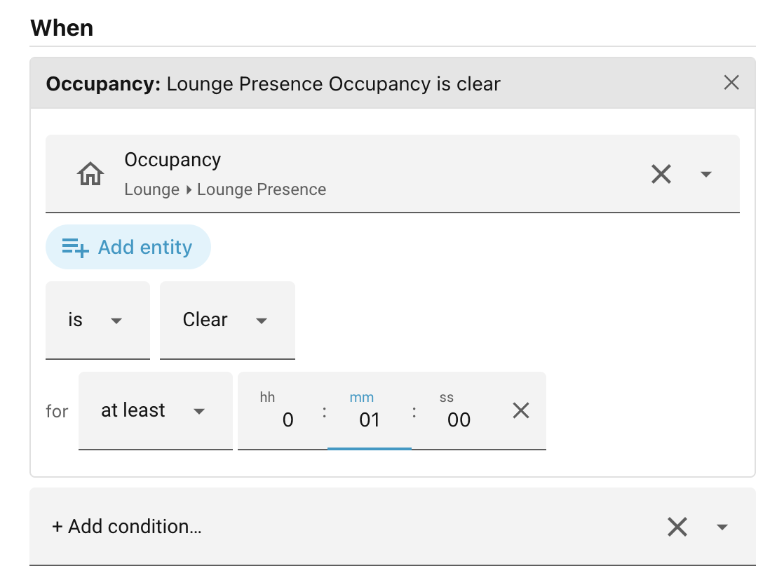 Setup occupancy condition.
