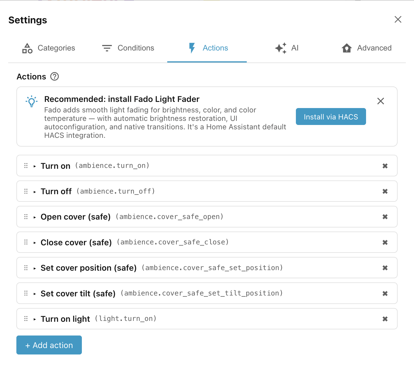 Default actions.