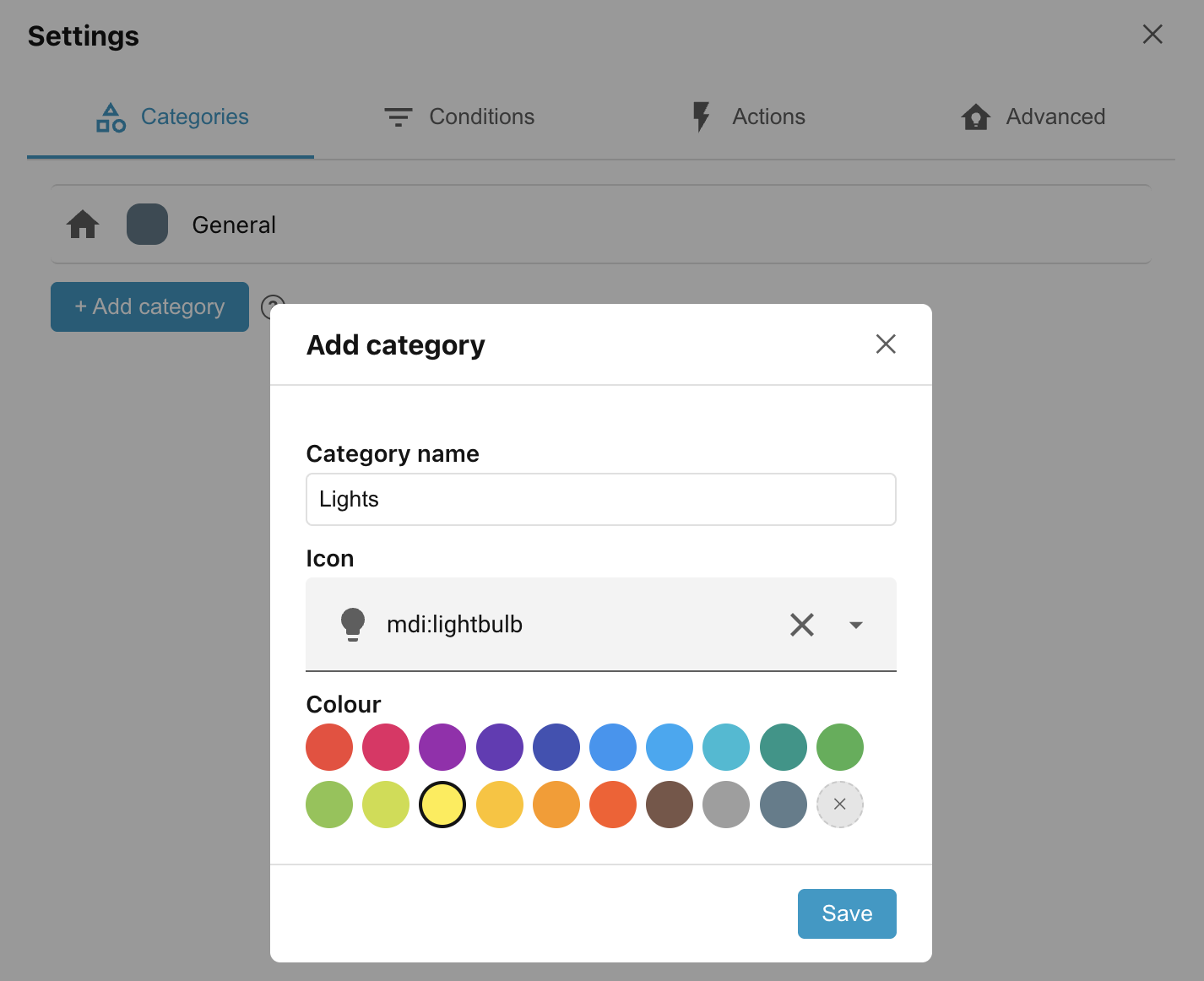 Add a category called Lights. Add a category called Lights.
