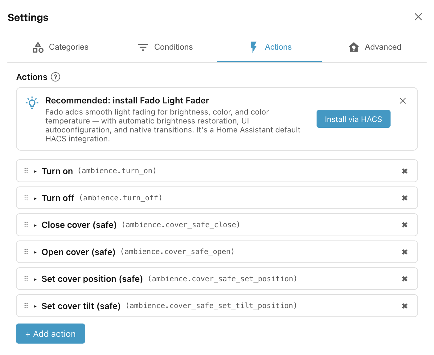 Default actions.