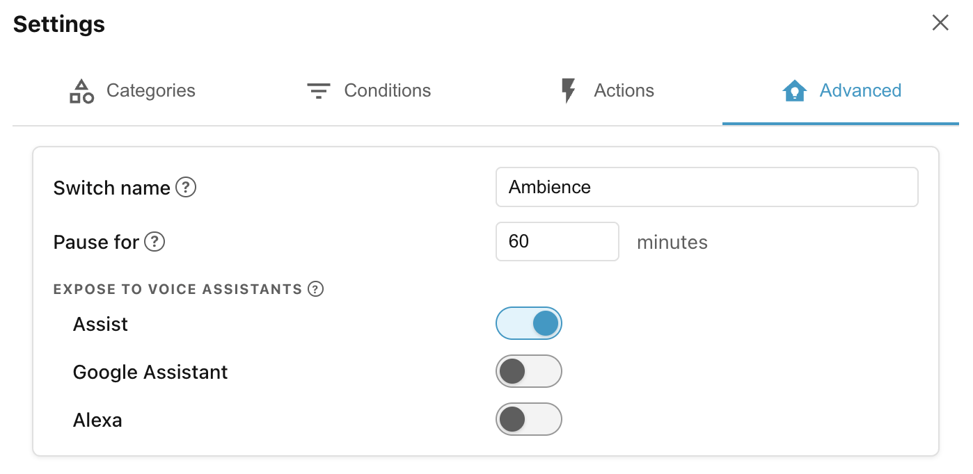 Scope-pause switch settings. Scope-pause switch settings.
