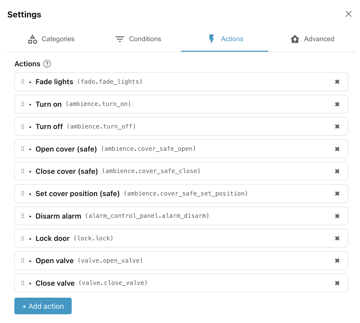 Example actions. Example actions.