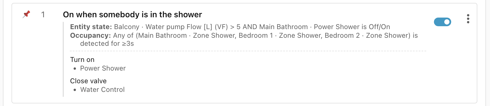Power shower is on or off.