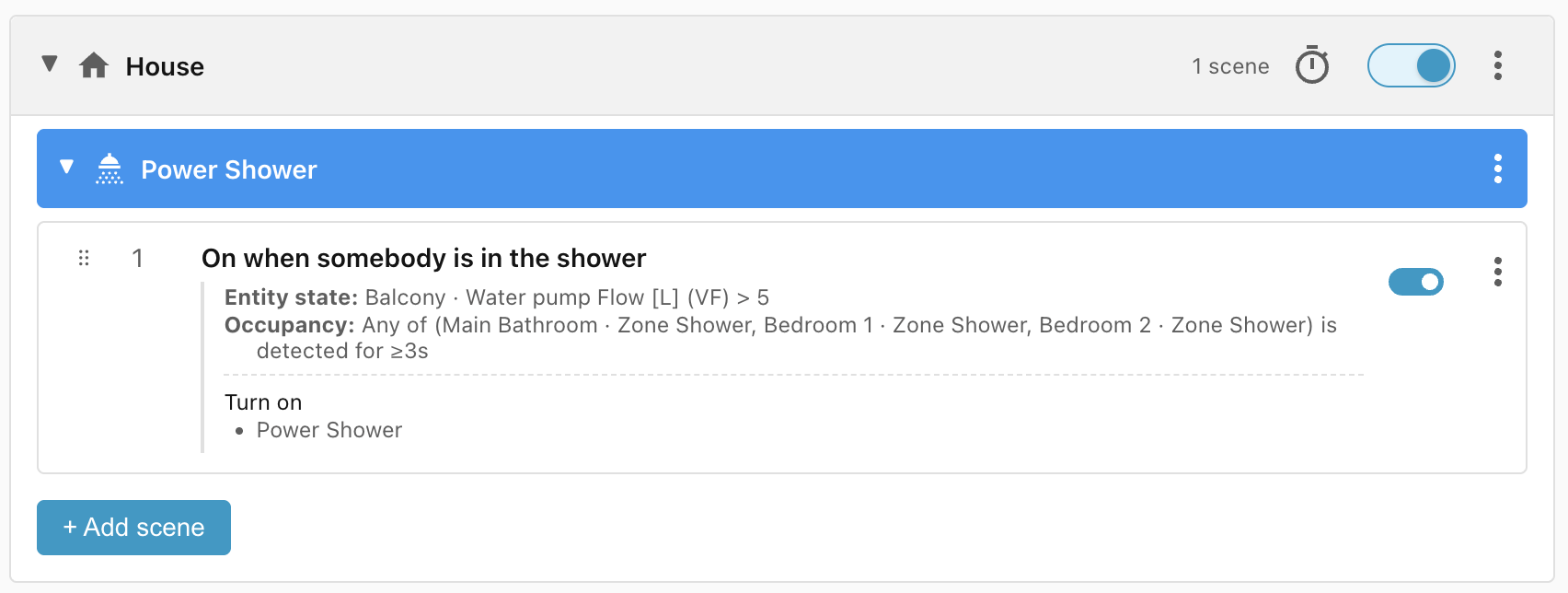 On when somebody is in the shower.