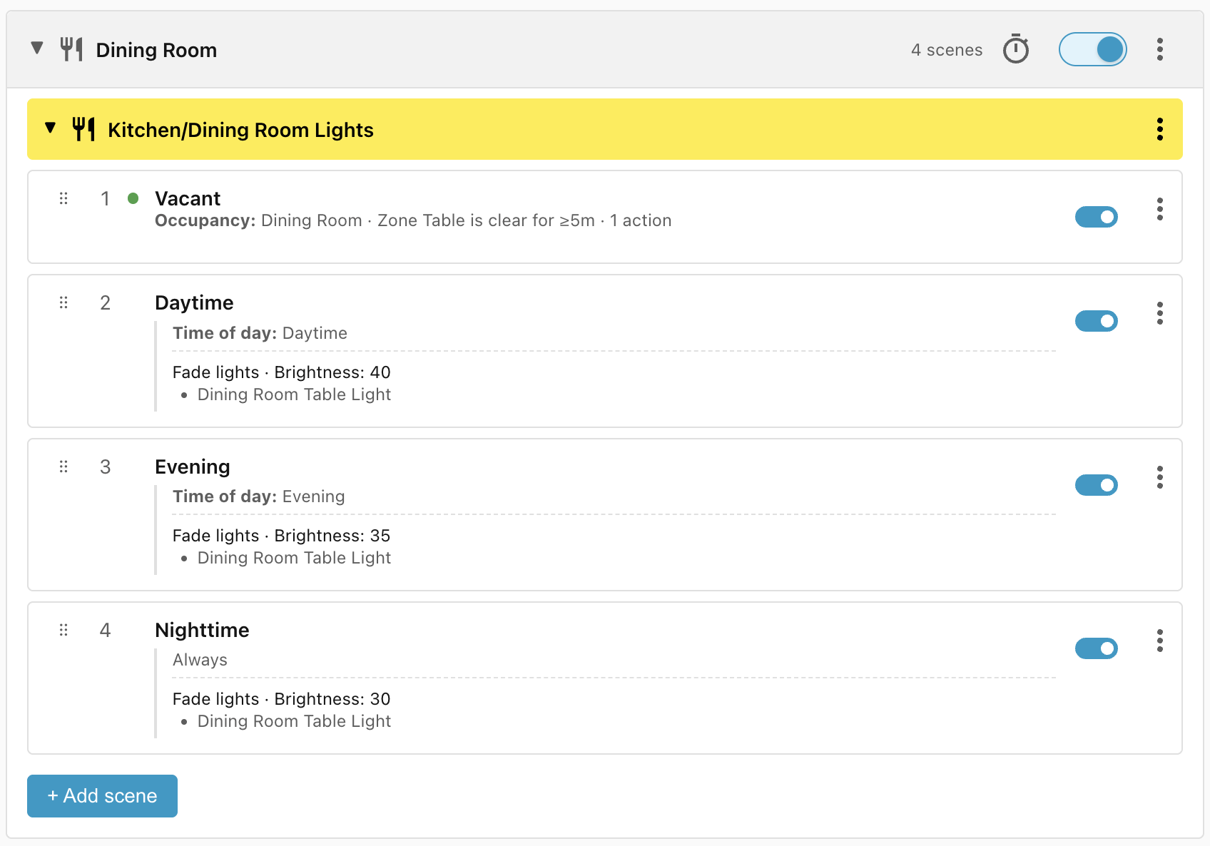 Daytime, Evening, and Nighttime.