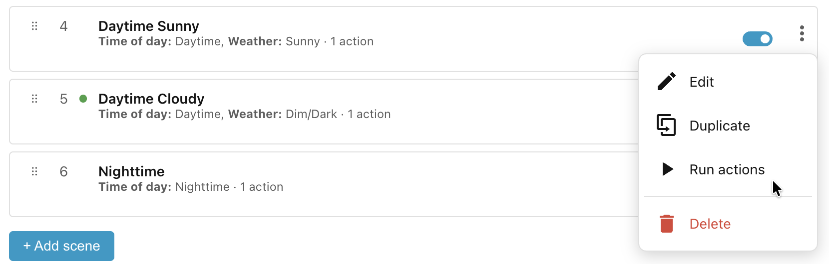 Run actions. Run actions.