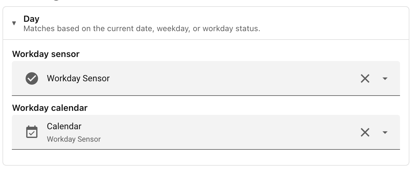 Configuration of Day condition.