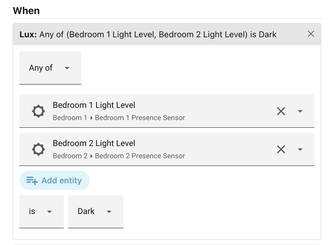Adding a Lux condition.