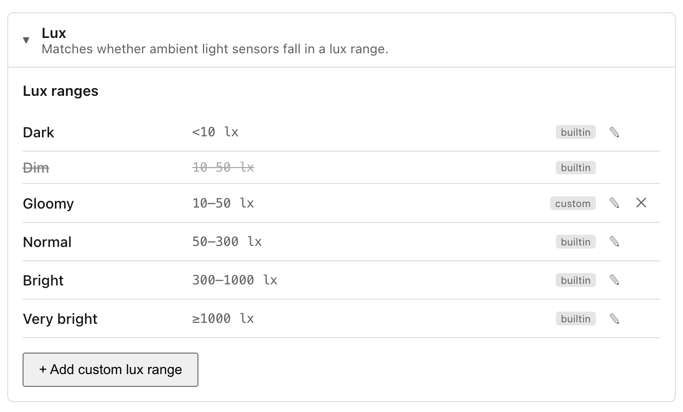Configuring the Lux named ranges.
