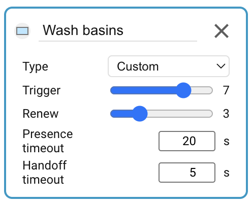 The four settings exposed by the Custom zone type.