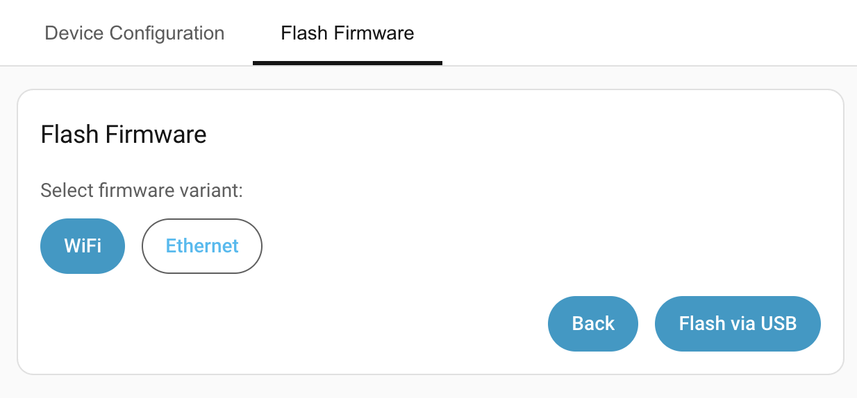 Choose wifi or ethernet variant
