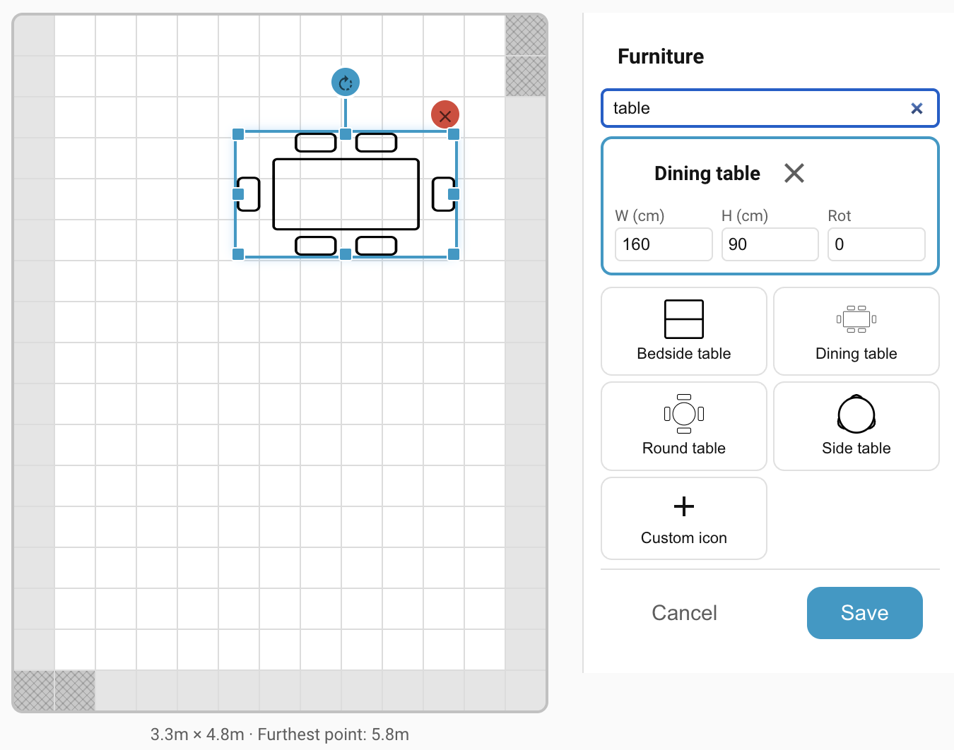Searching for a furniture icon with 'table' in the name. Searching for a furniture icon with 'table' in the name.